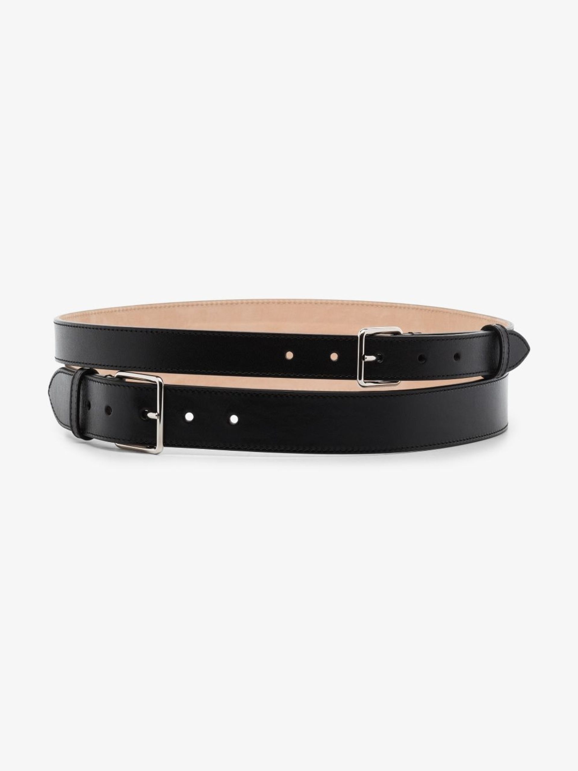 black double leather belt - 1
