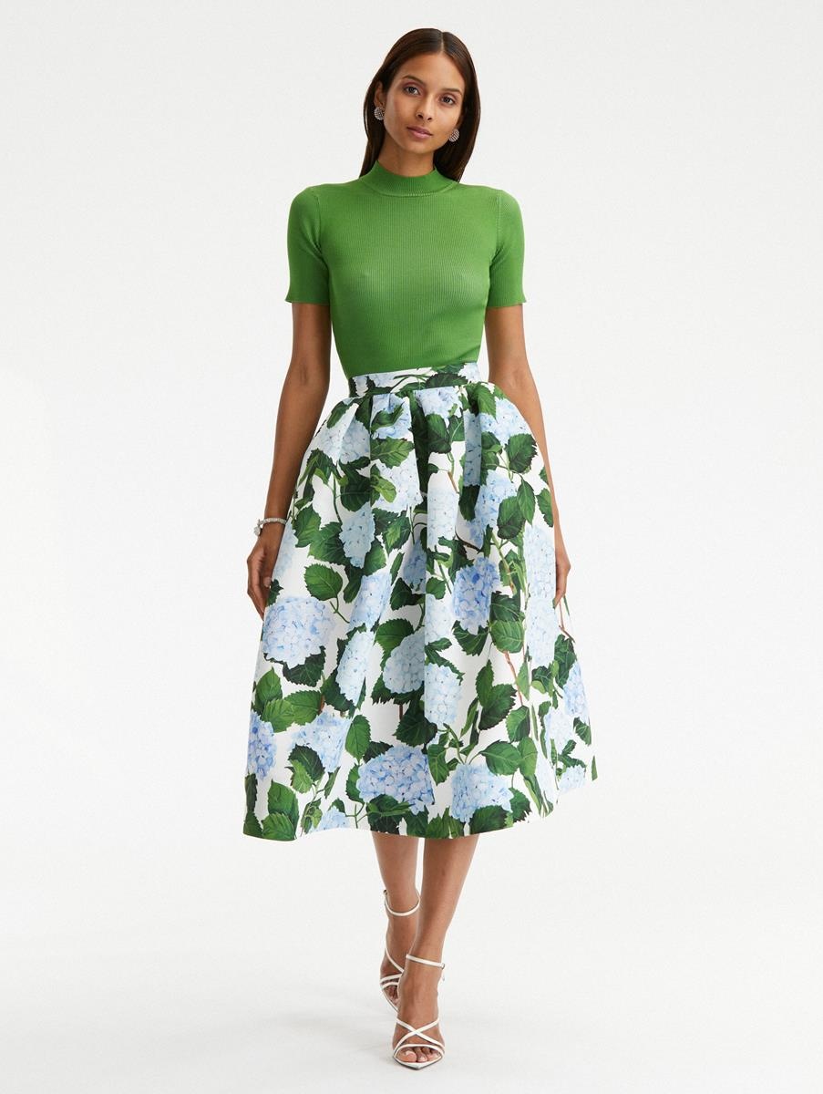 HYDRANGEA FAILLE MIDI SKIRT - 2