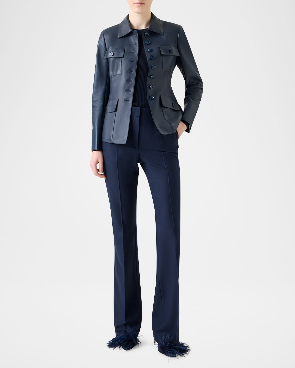 Delia Nappa Leather Fitted Jacket - 2