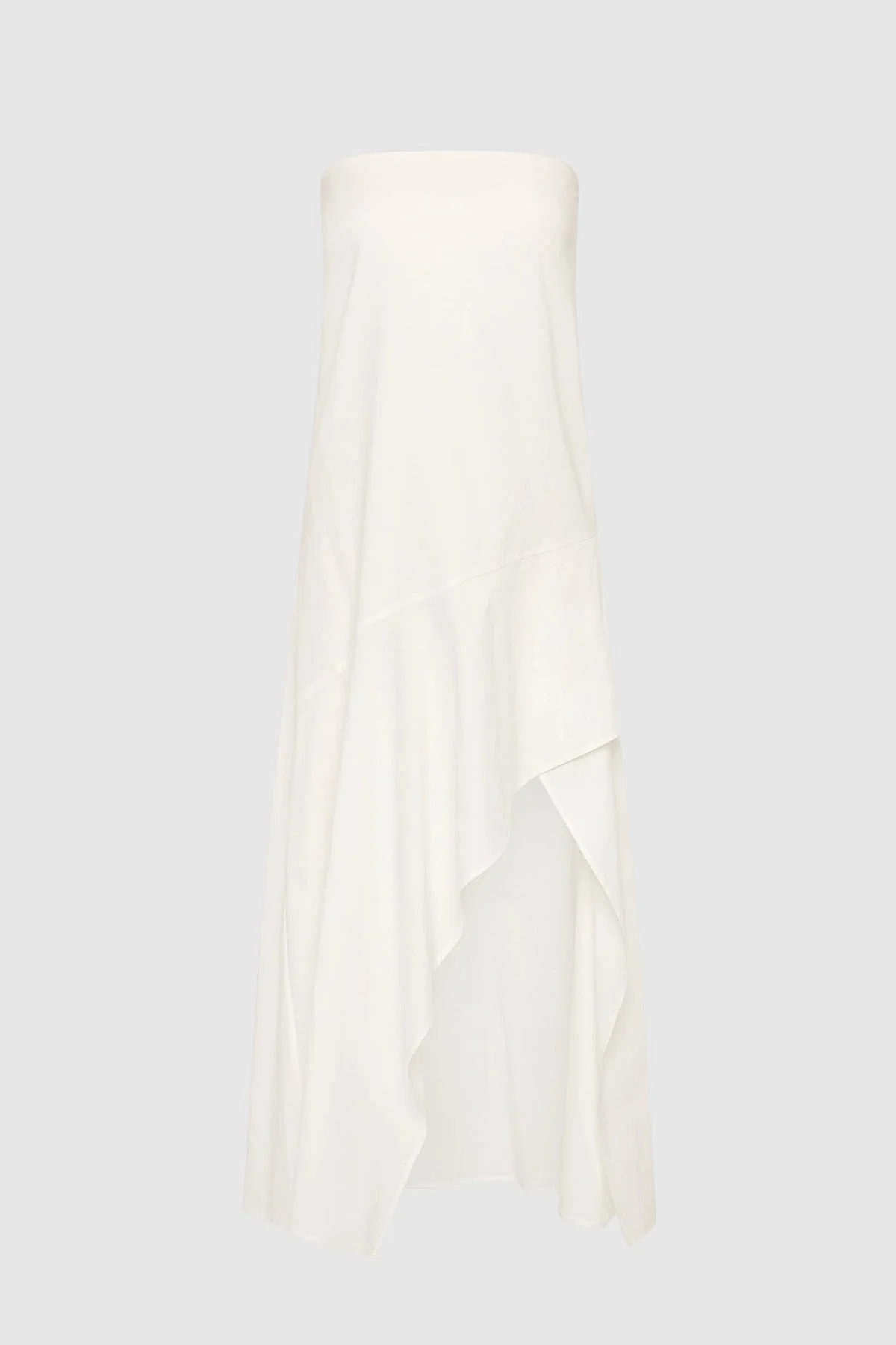 Oxford Strapless Asymm Dress - White - 1