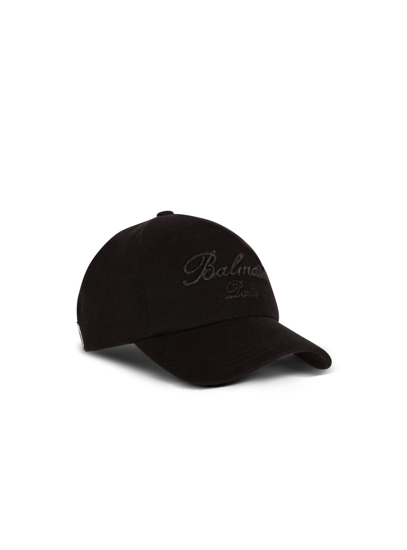 Cotton baseball cap with Balmain Signature embroidery 3