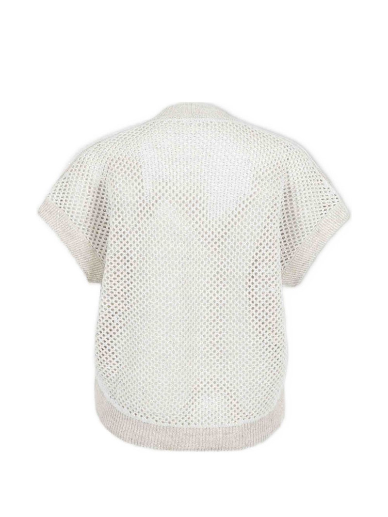 PESERICO V-neck open-knit top outlook