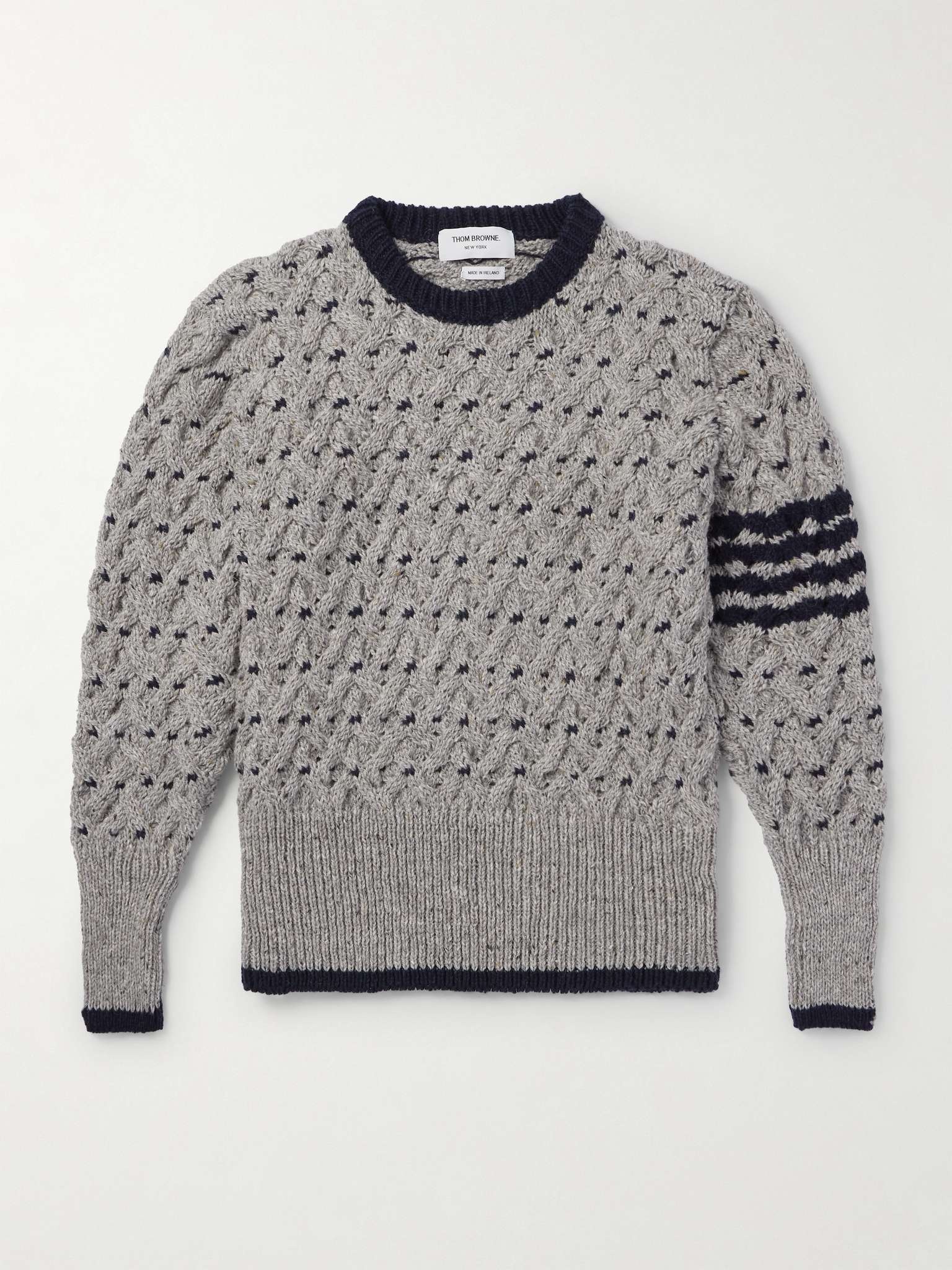 Slim-Fit Striped Cable-Knit Wool and Mohair-Blend Sweater - 1