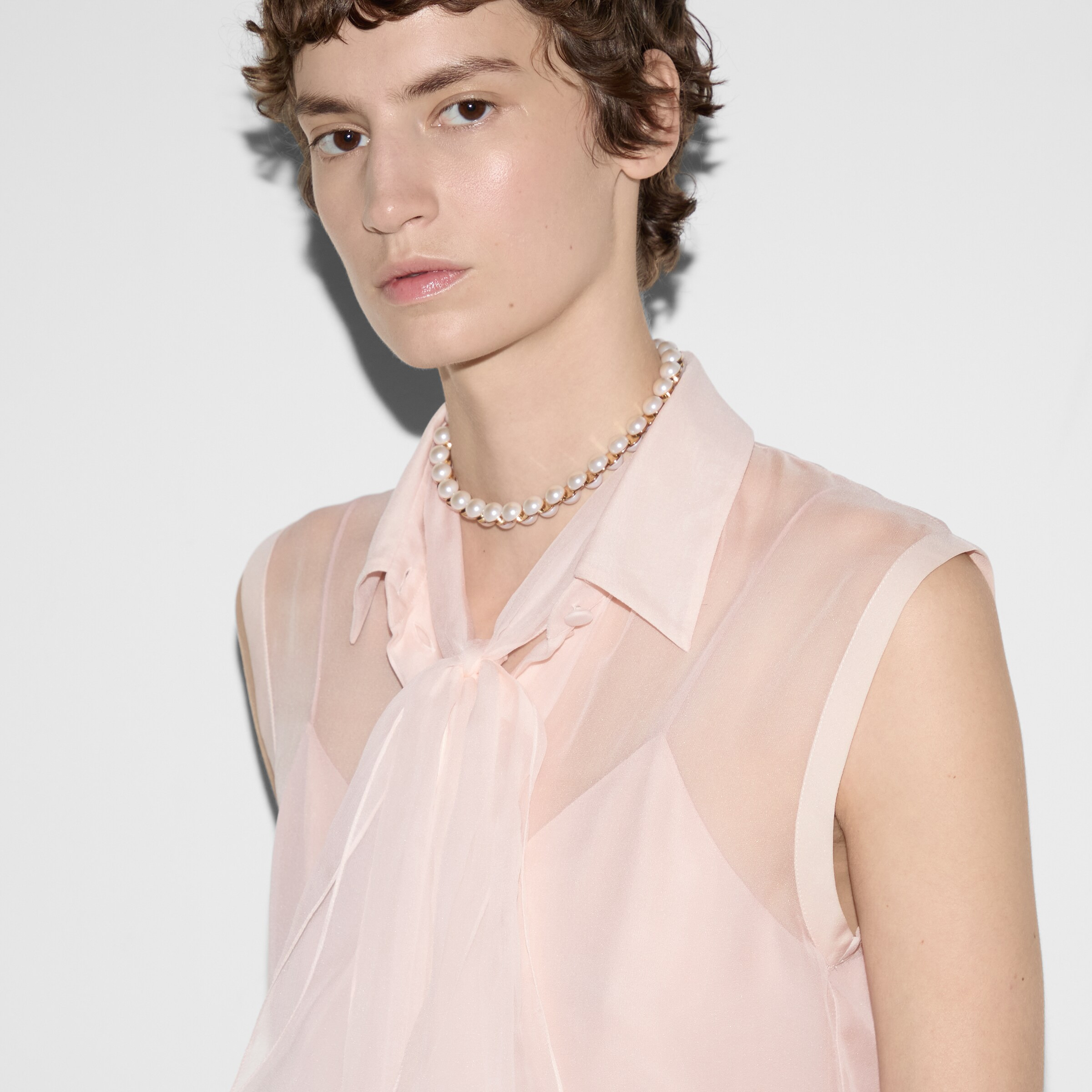 Silk chiffon sleeveless shirt - 5