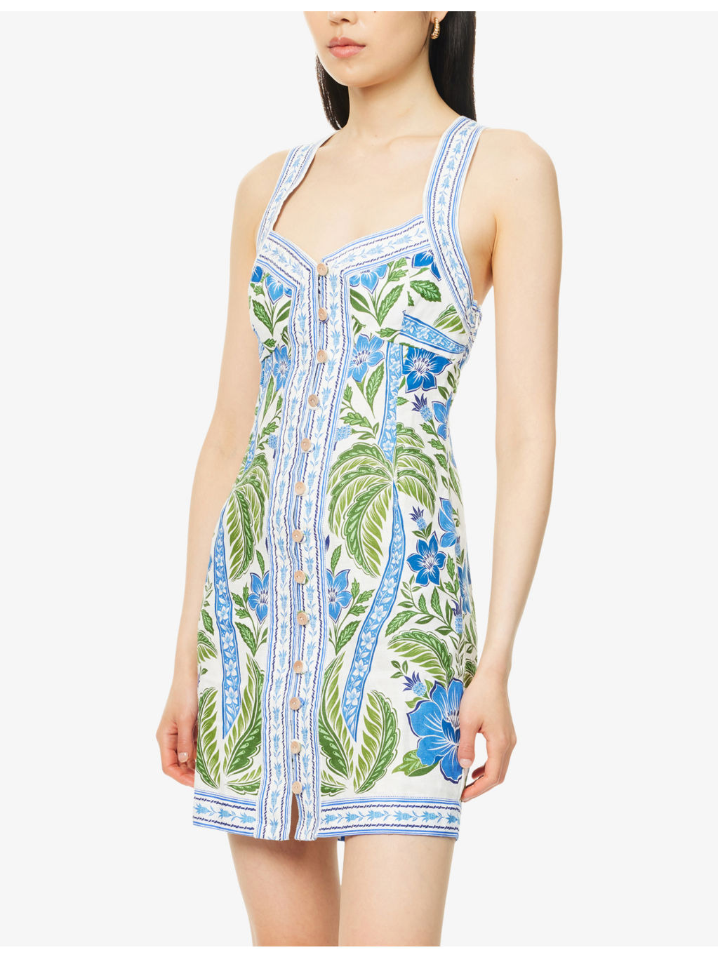 Tropicance Shoulder-Straps Linen Mini Dress - 3