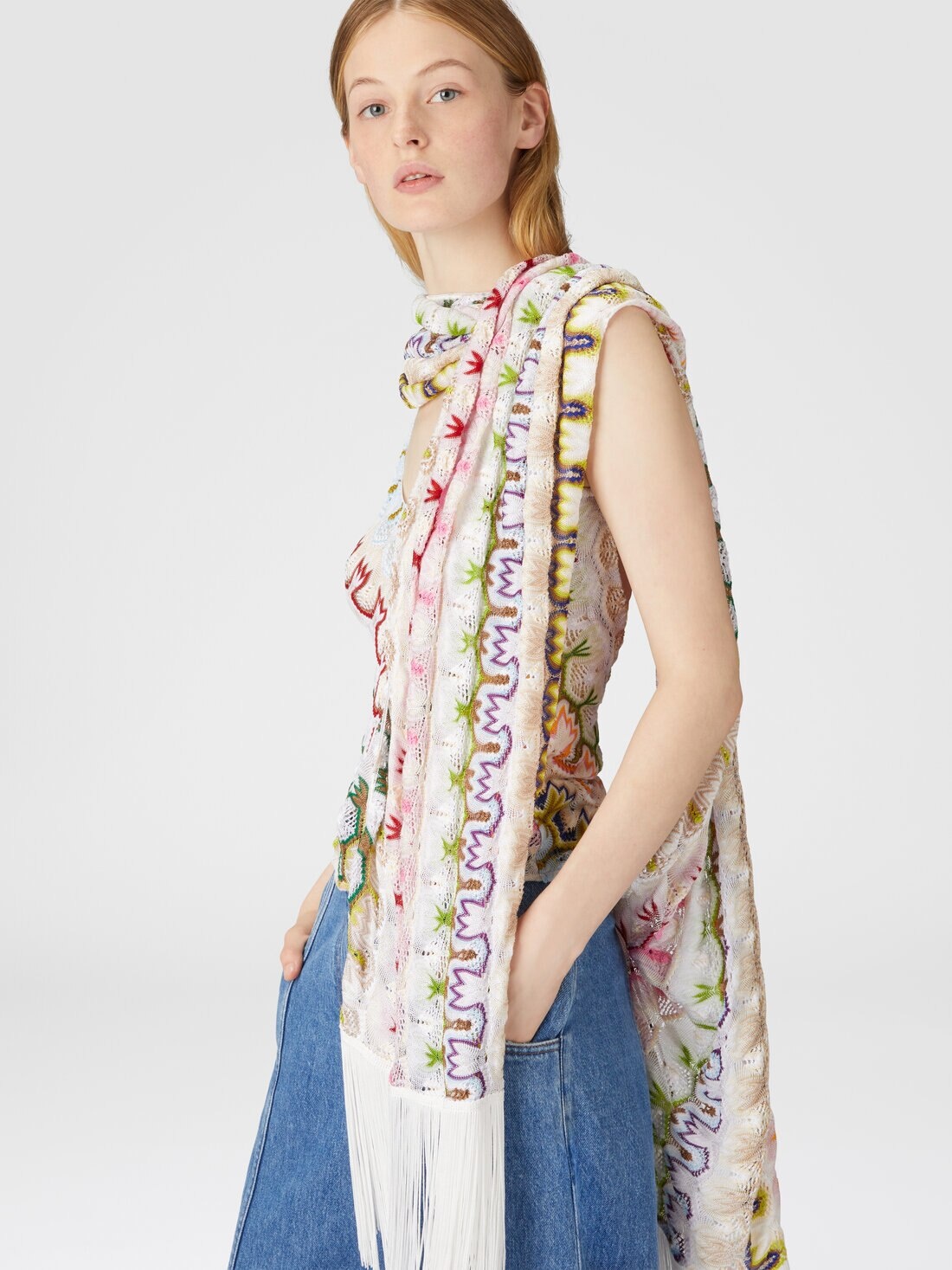 Fringed viscose blend stole - 3