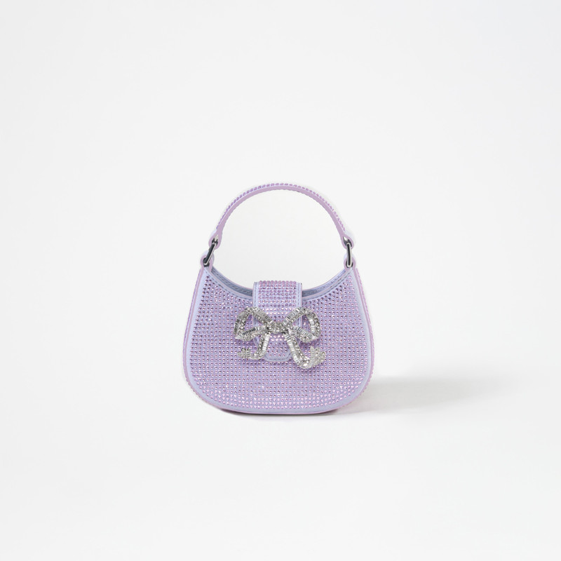 Purple Rhinestone Crescent Bow Micro Bag 1