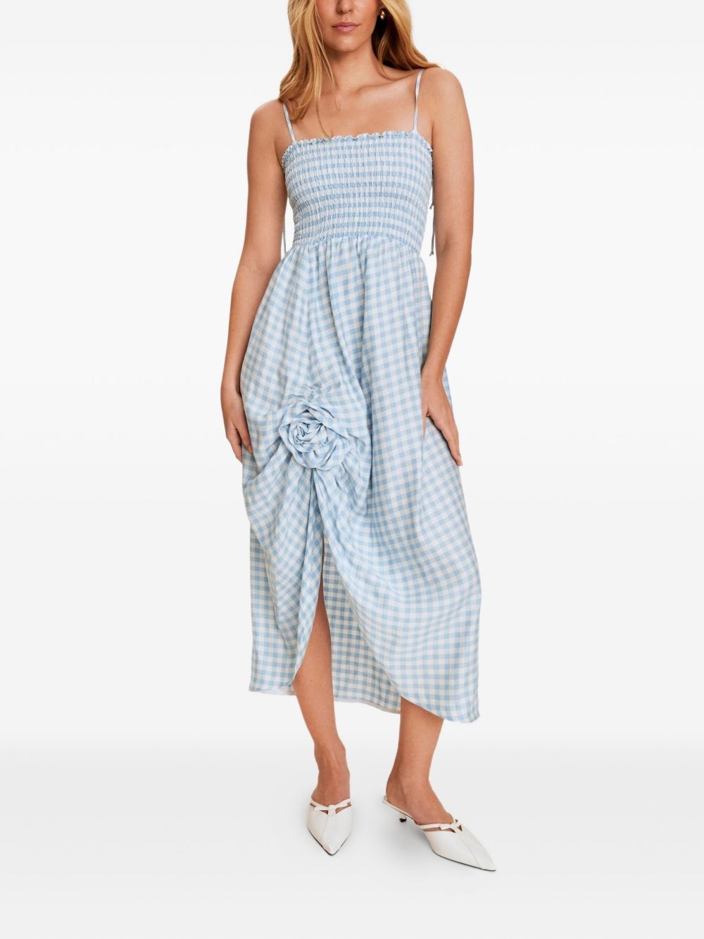 gingham-pattern midi dress - 2