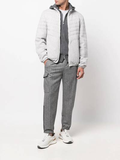 Brunello Cucinelli chevron-knit zipped-ankles trousers outlook