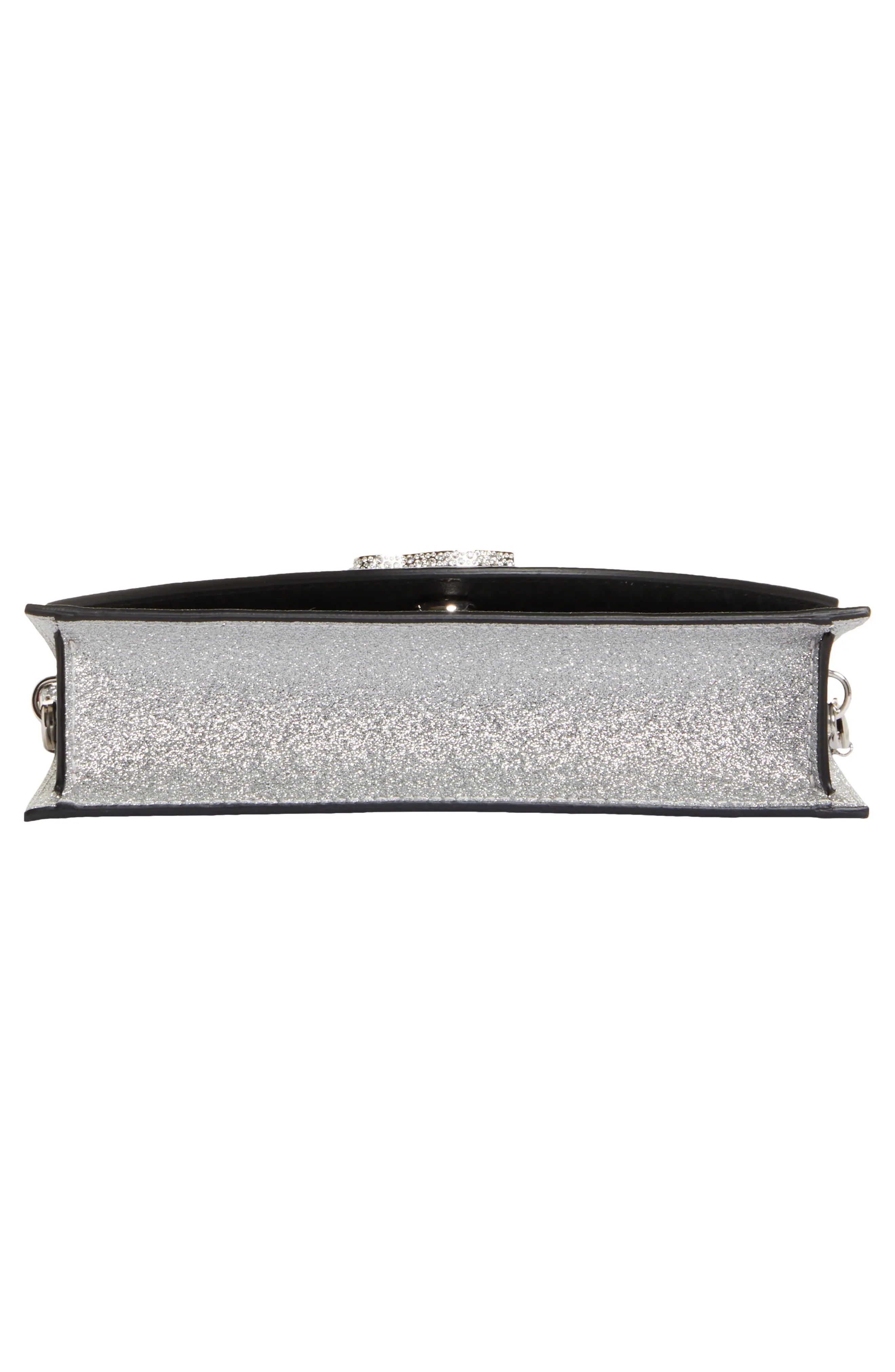 Loubi54 Metallic Glitter Leather Clutch in Silver/Silver-Crystal - 7