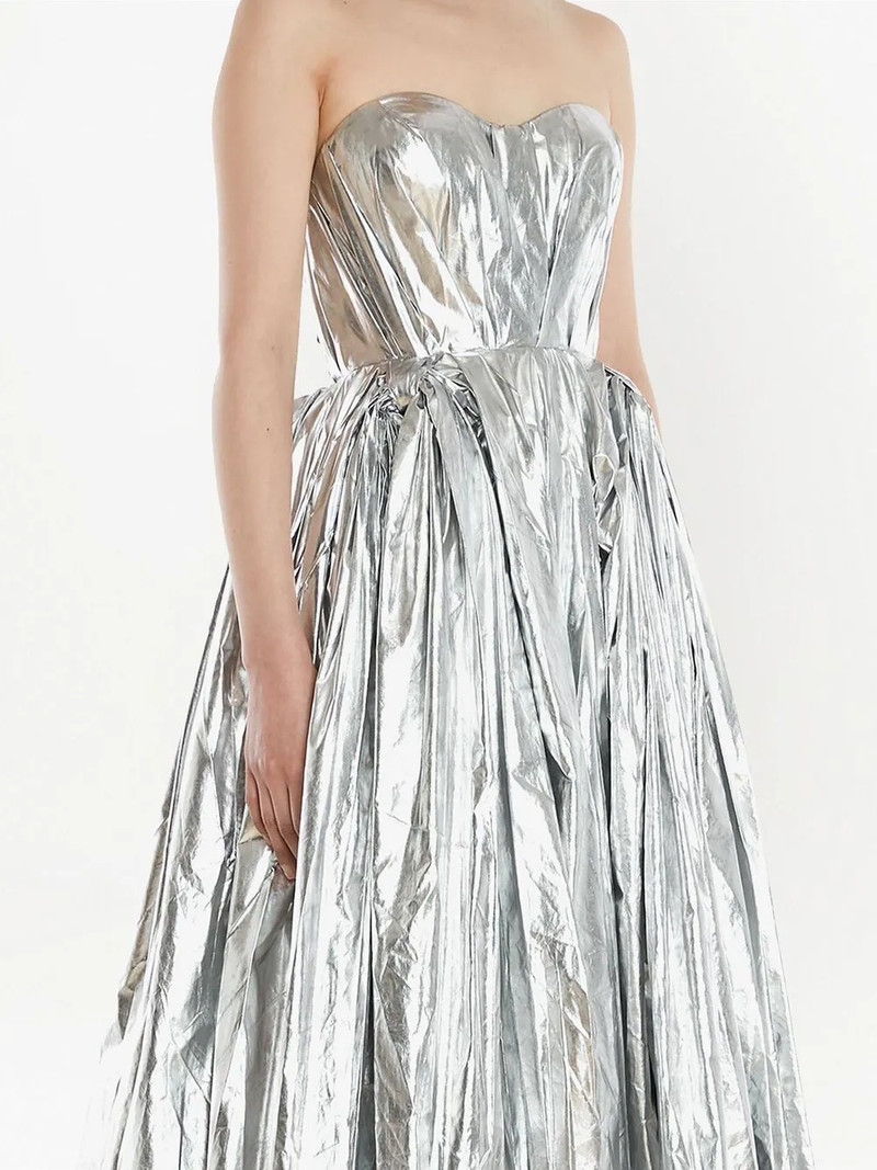 metallic-finish bustier midi dress 5