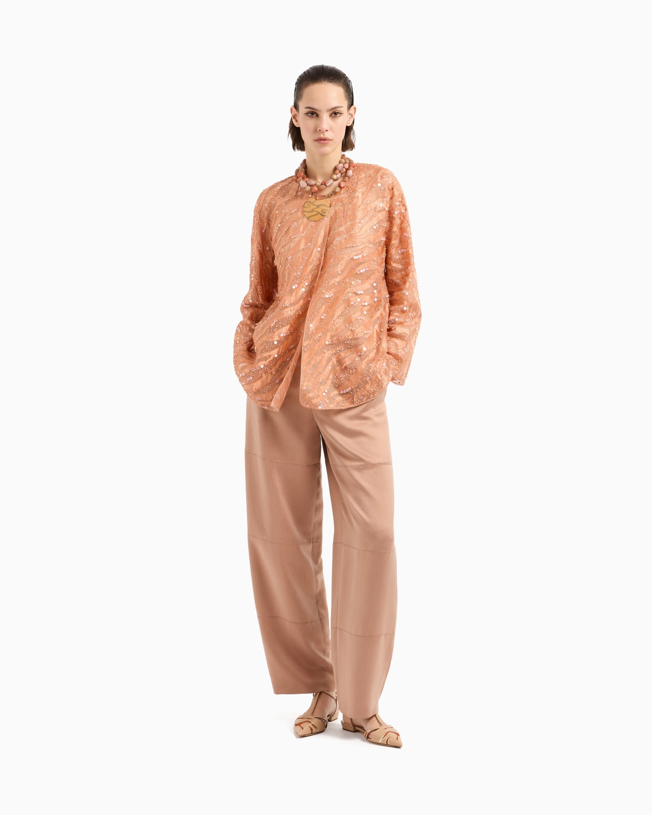 ORGANZA SHIRT WITH ANIMAL SKIN MOTIF EMBROIDERY - 2