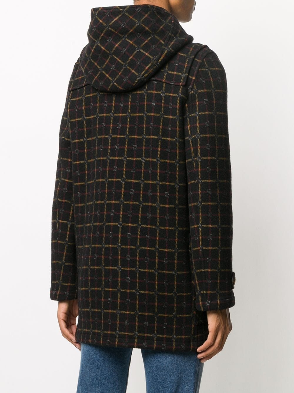 checked hooded duffle coat - 4