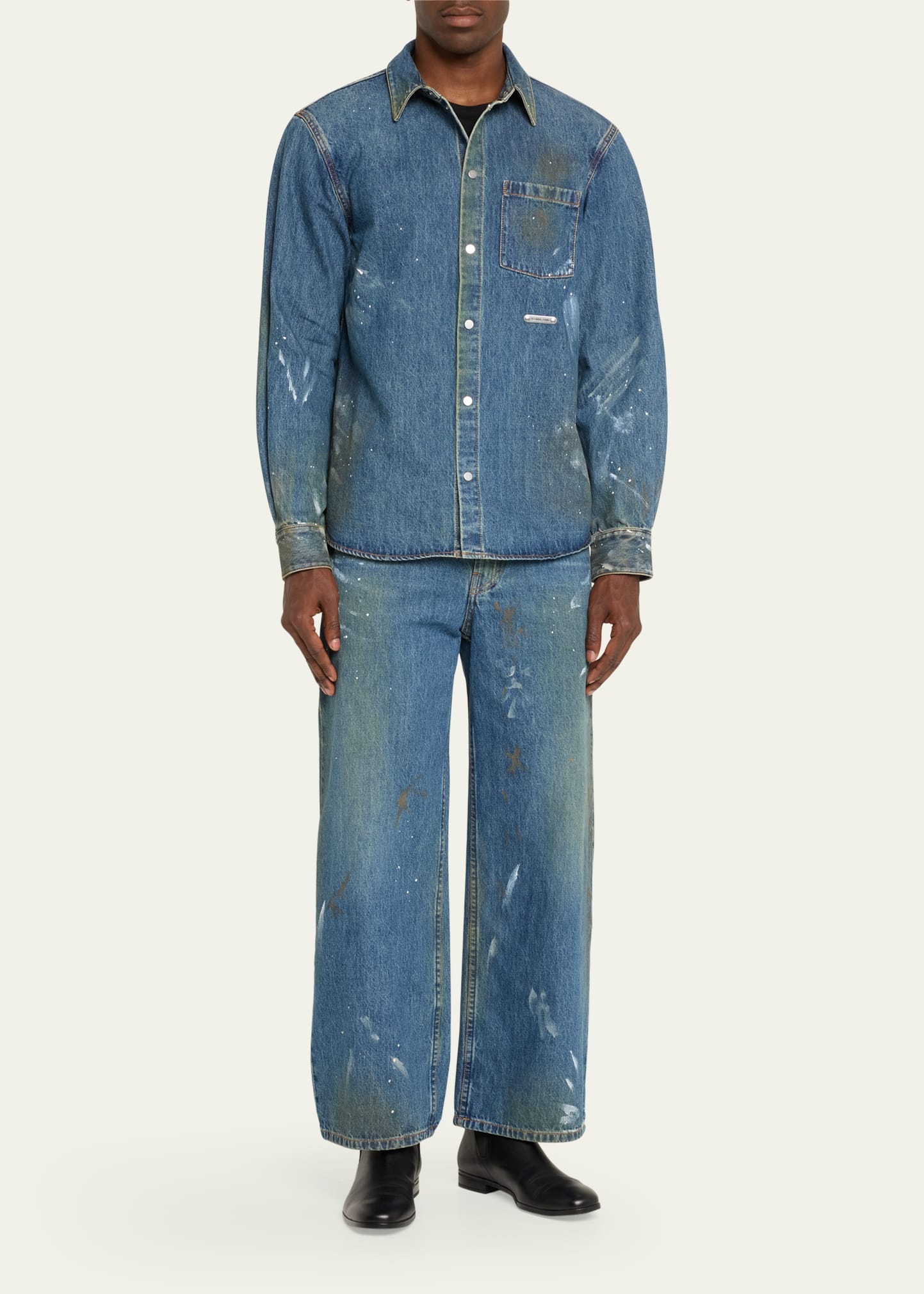 Men's Paint Splatter Denim Overshirt - 2