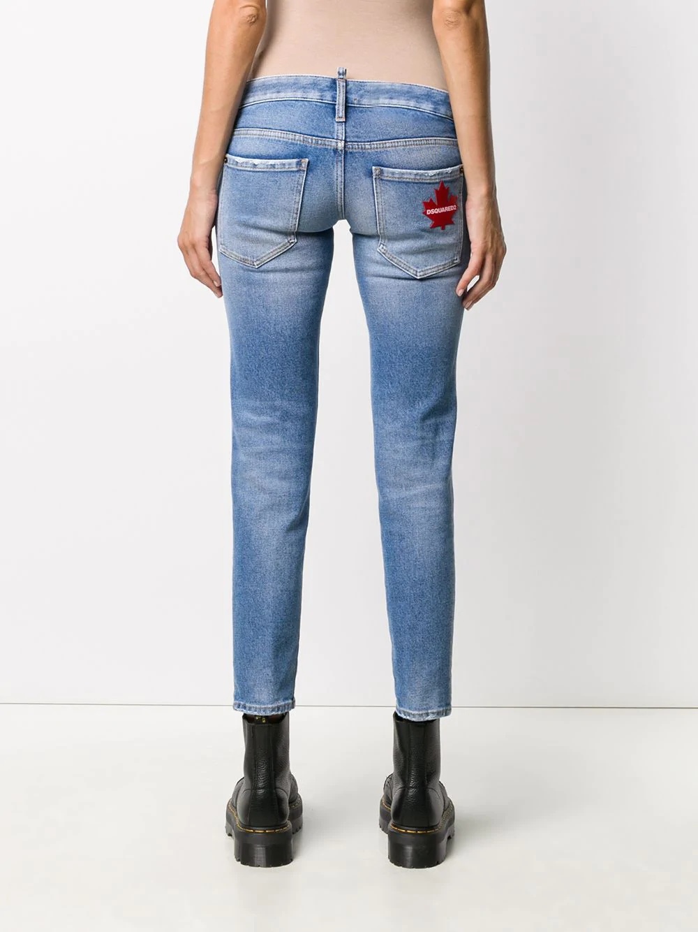 faded cropped jeans - 4