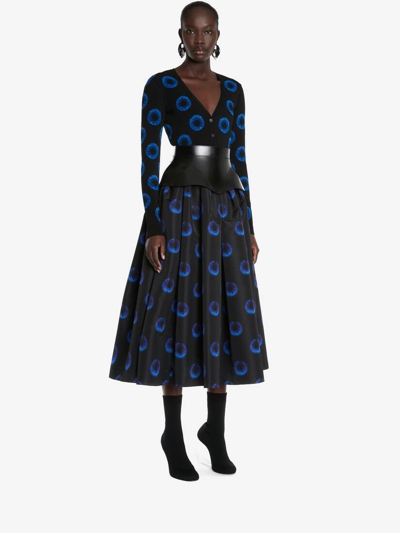 Women's Iris Jacquard Cardigan in Black/blue - 3