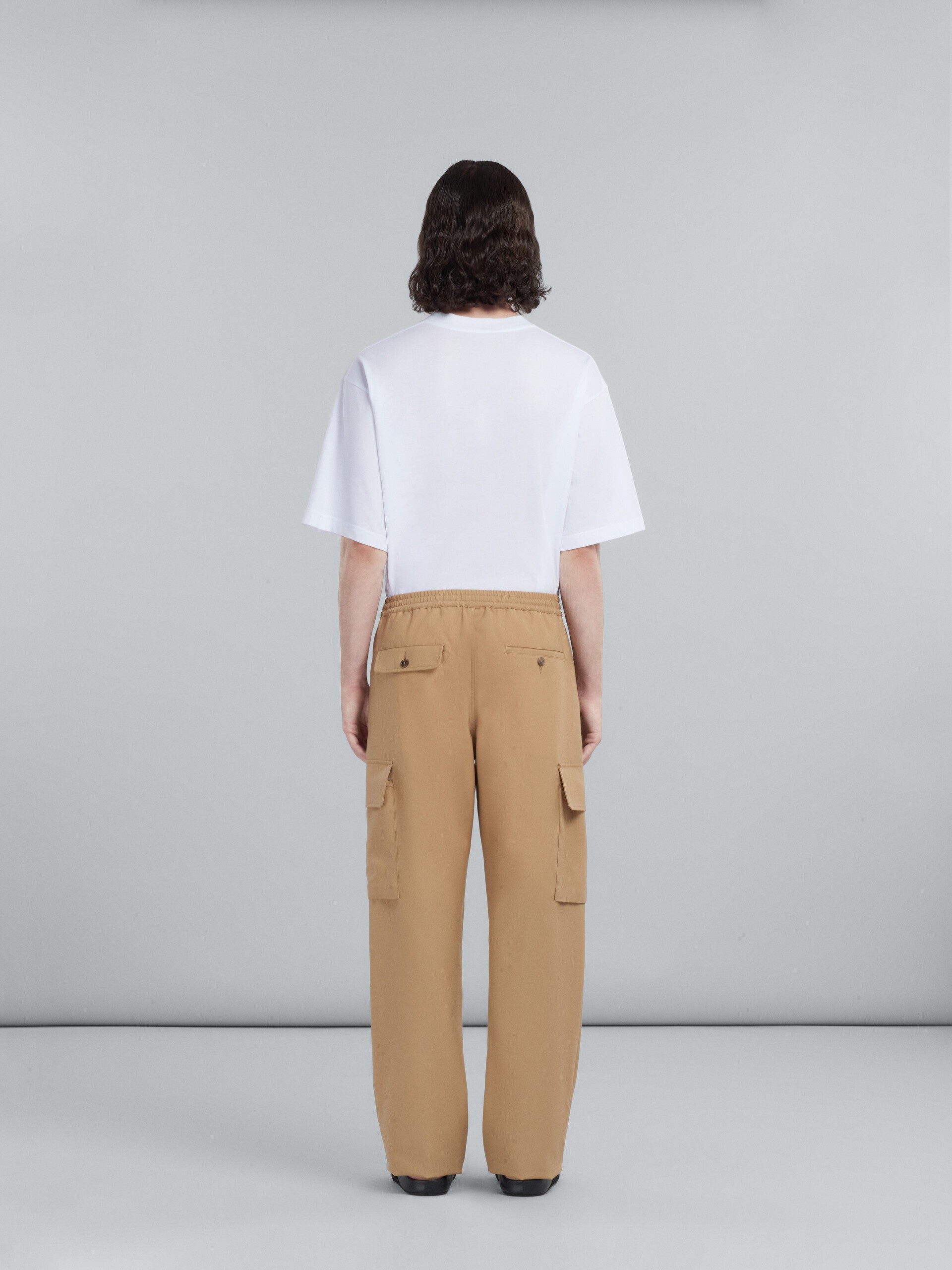 BEIGE TROPICAL WOOL CARGO PANTS - 3
