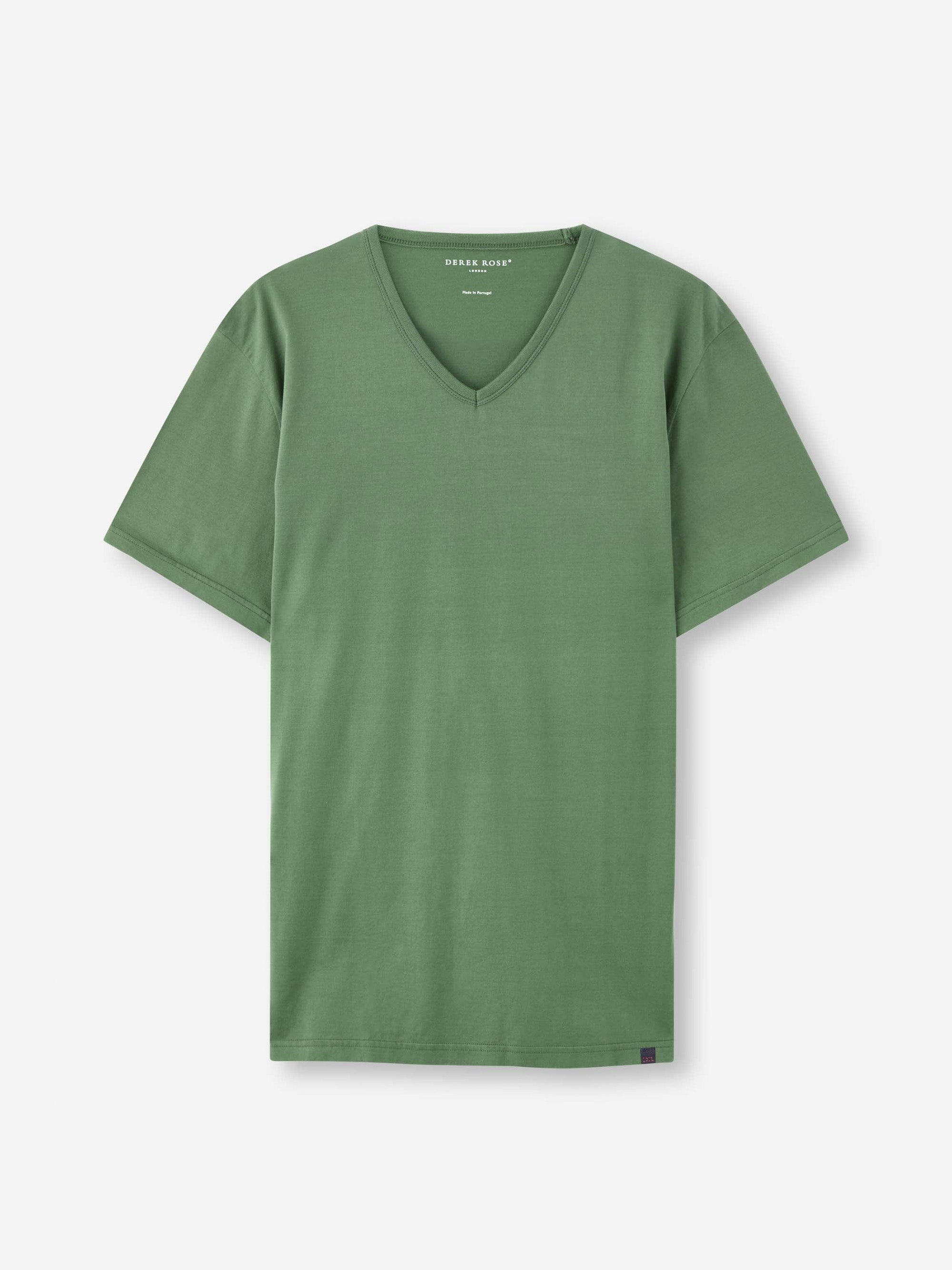 Men's V-Neck T-Shirt Barny Pima Cotton Soft Green - 2