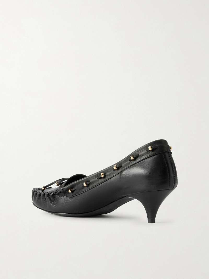 KHAITE Milly Embellished Whipstitched Textured-leather Pumps outlook