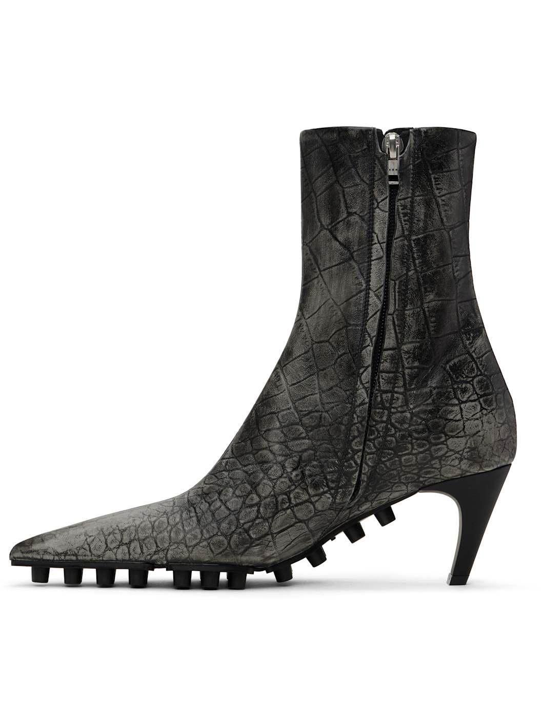Gray Spike Ankle Boots - 3