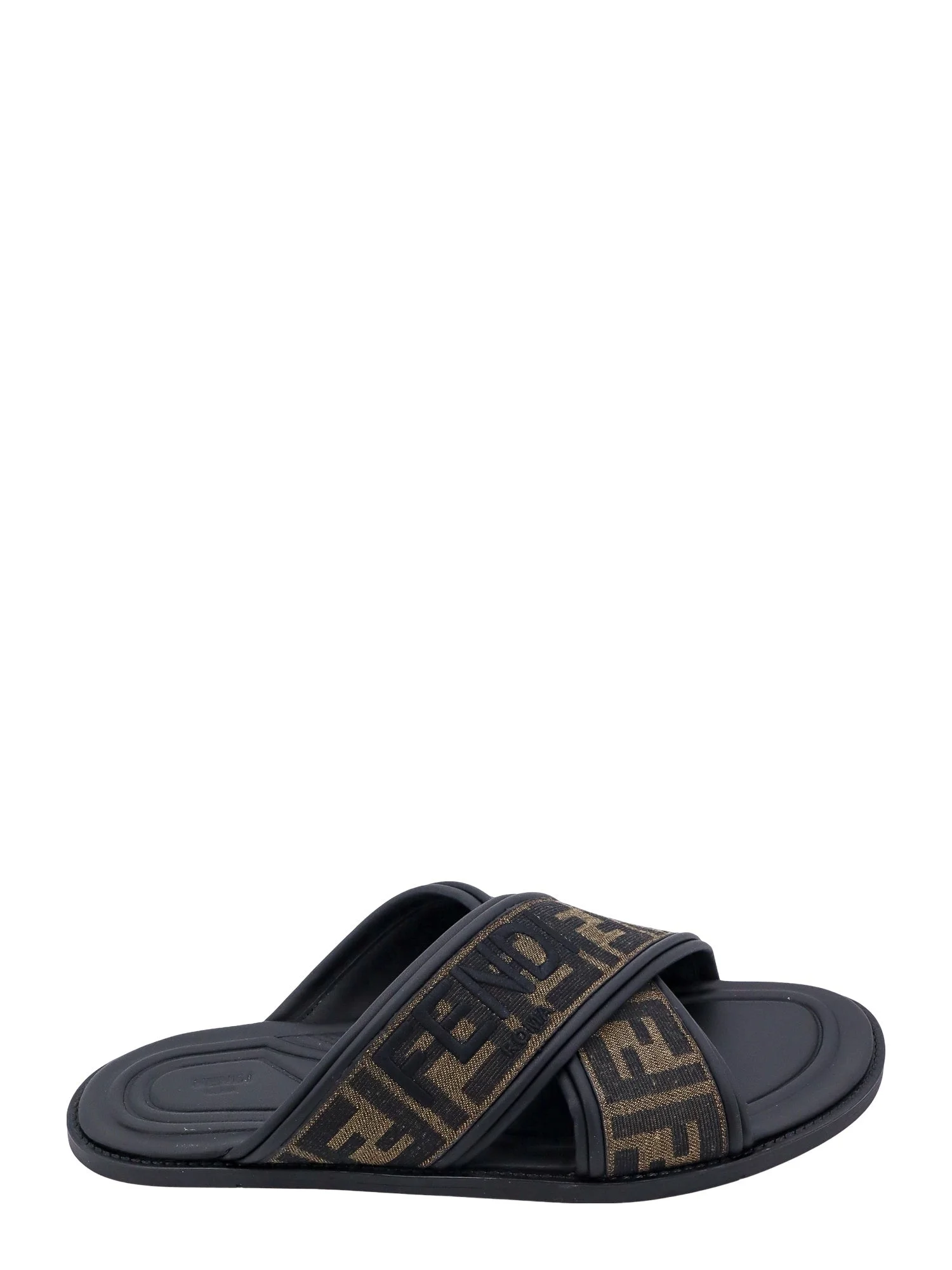 Ff Jacquard Fabric Sandals With Embroidered Logo - 1