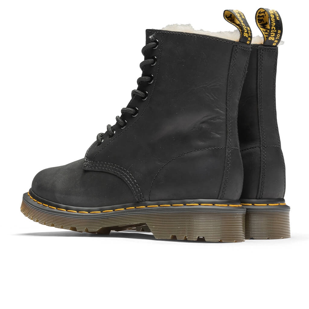 DR. MARTENS 1460 WOMEN’S FAUX FUR LINED LACE UP BOOTS - BLACK - 3