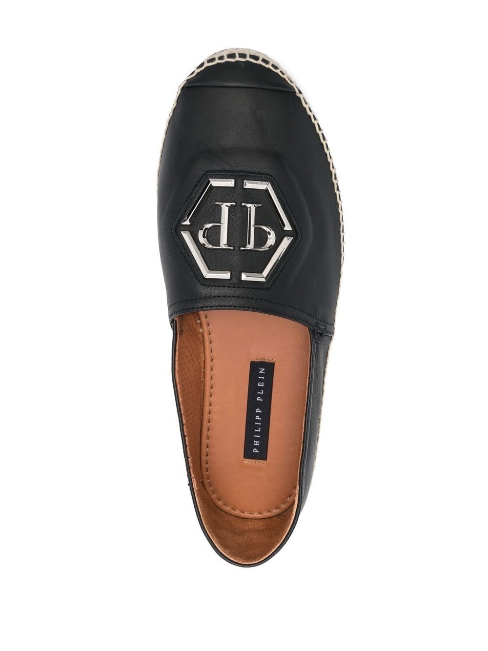 logo-plaque leather espadrilles - 4