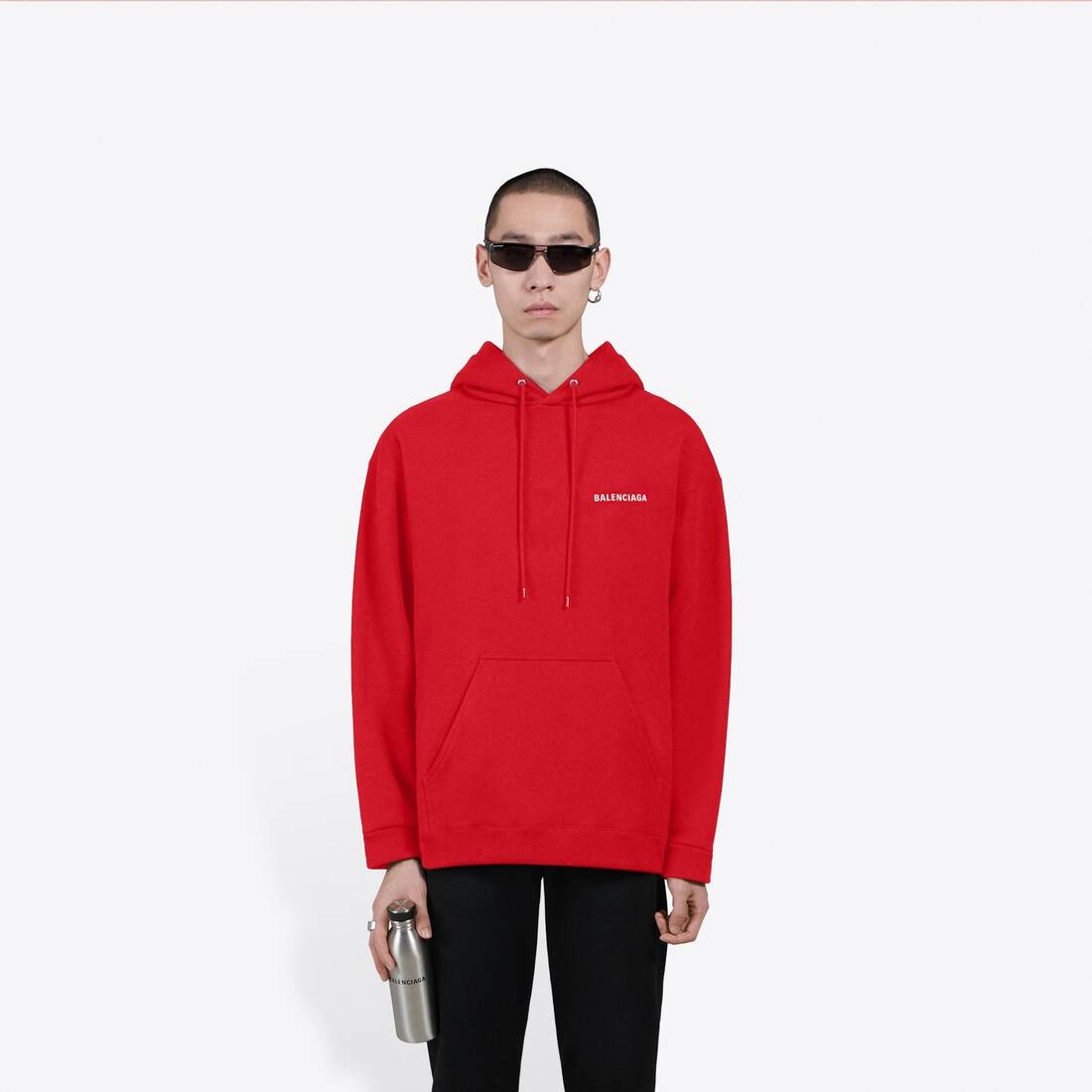 Men's Balenciaga Hoodie Medium Fit  in Red/white - 3