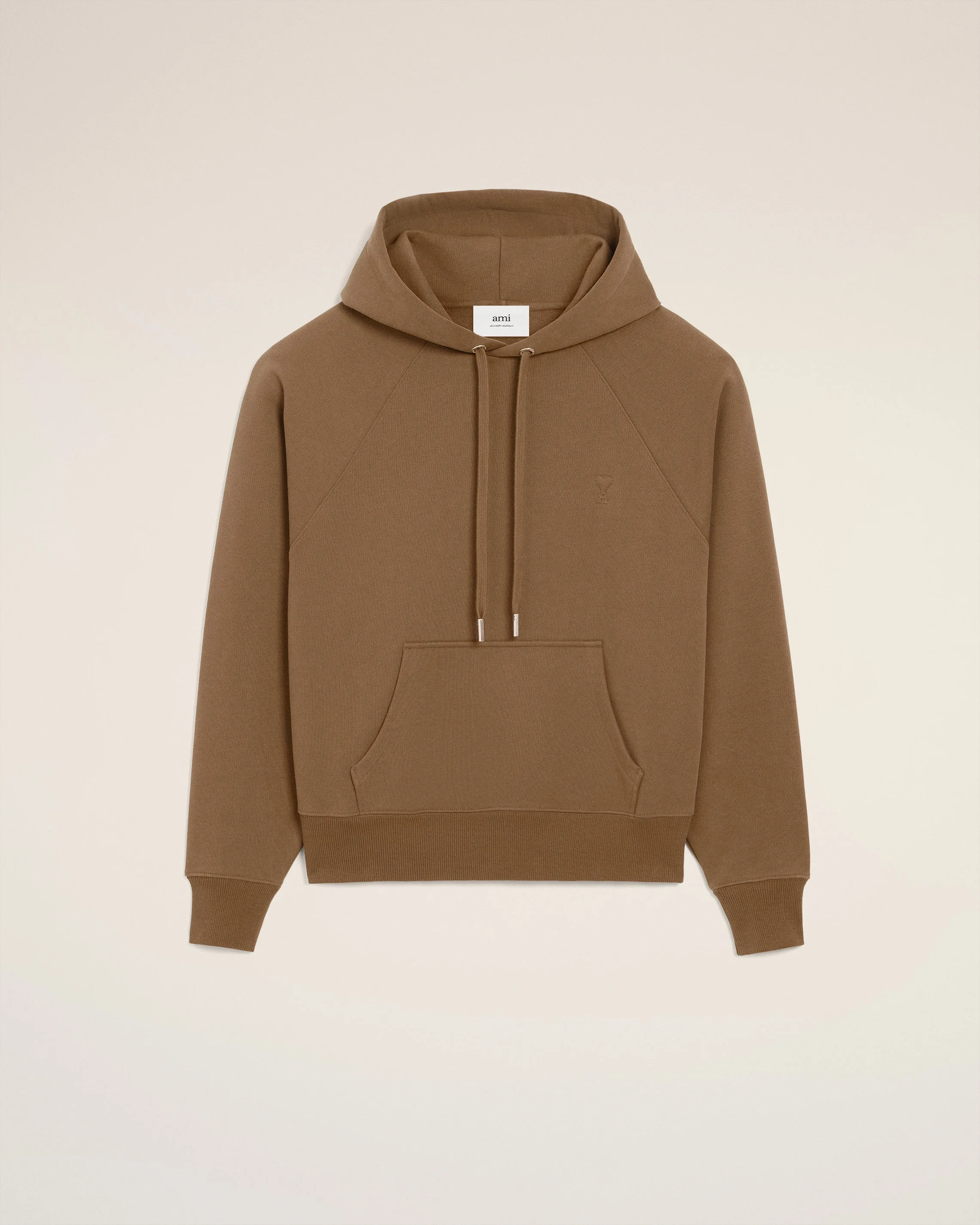 BROWN COTTON AMI DE COEUR HOODIE - 1