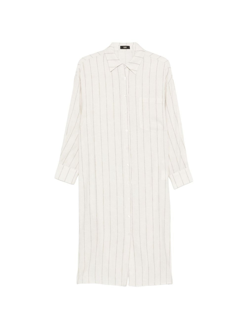 striped-pattern chest-pocket midi shirt dress 1