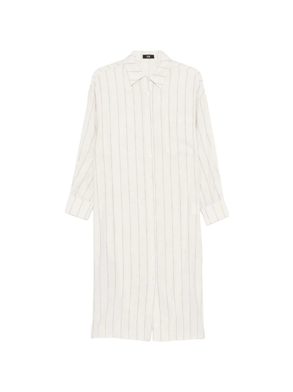 striped-pattern chest-pocket midi shirt dress - 1
