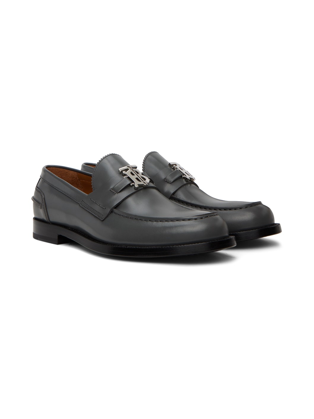 Gray Monogram Motif Loafers - 4