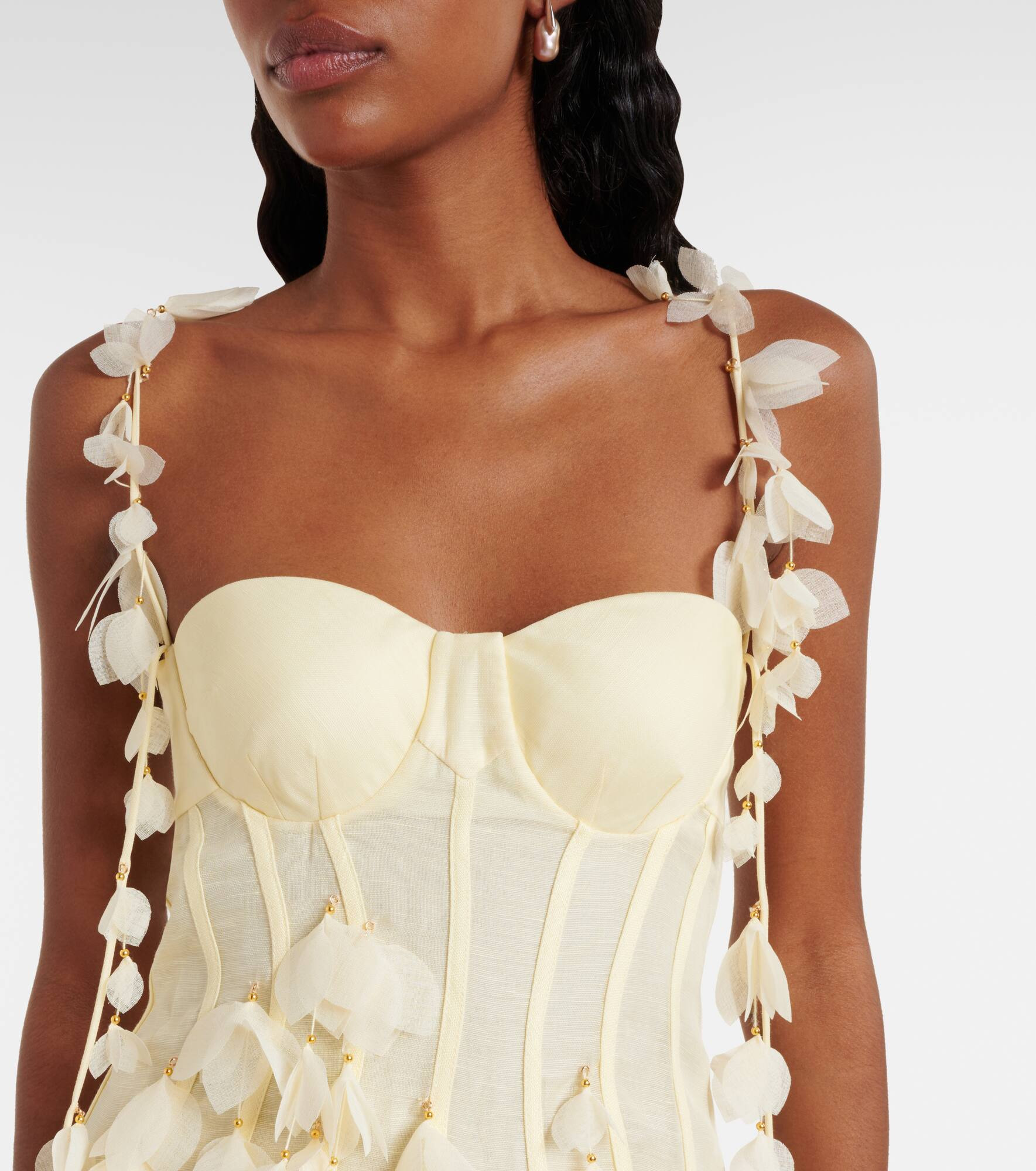 Dawning linen and silk midi dress - 4
