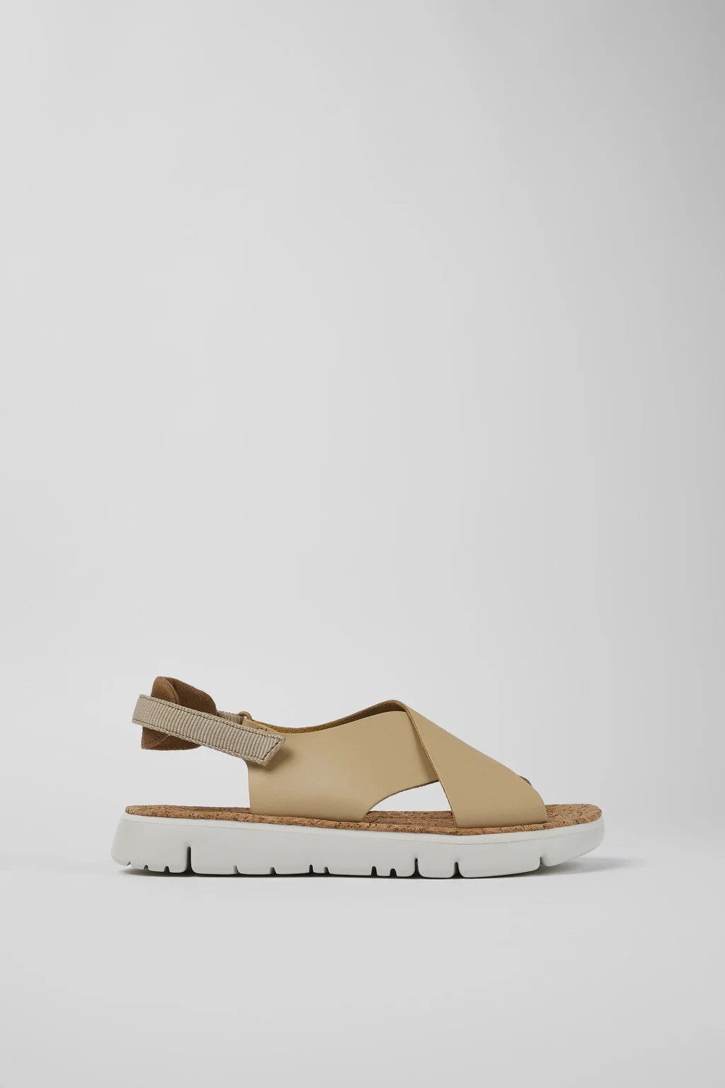 Oruga Beige Leather/Textile Sandal for Women - 1