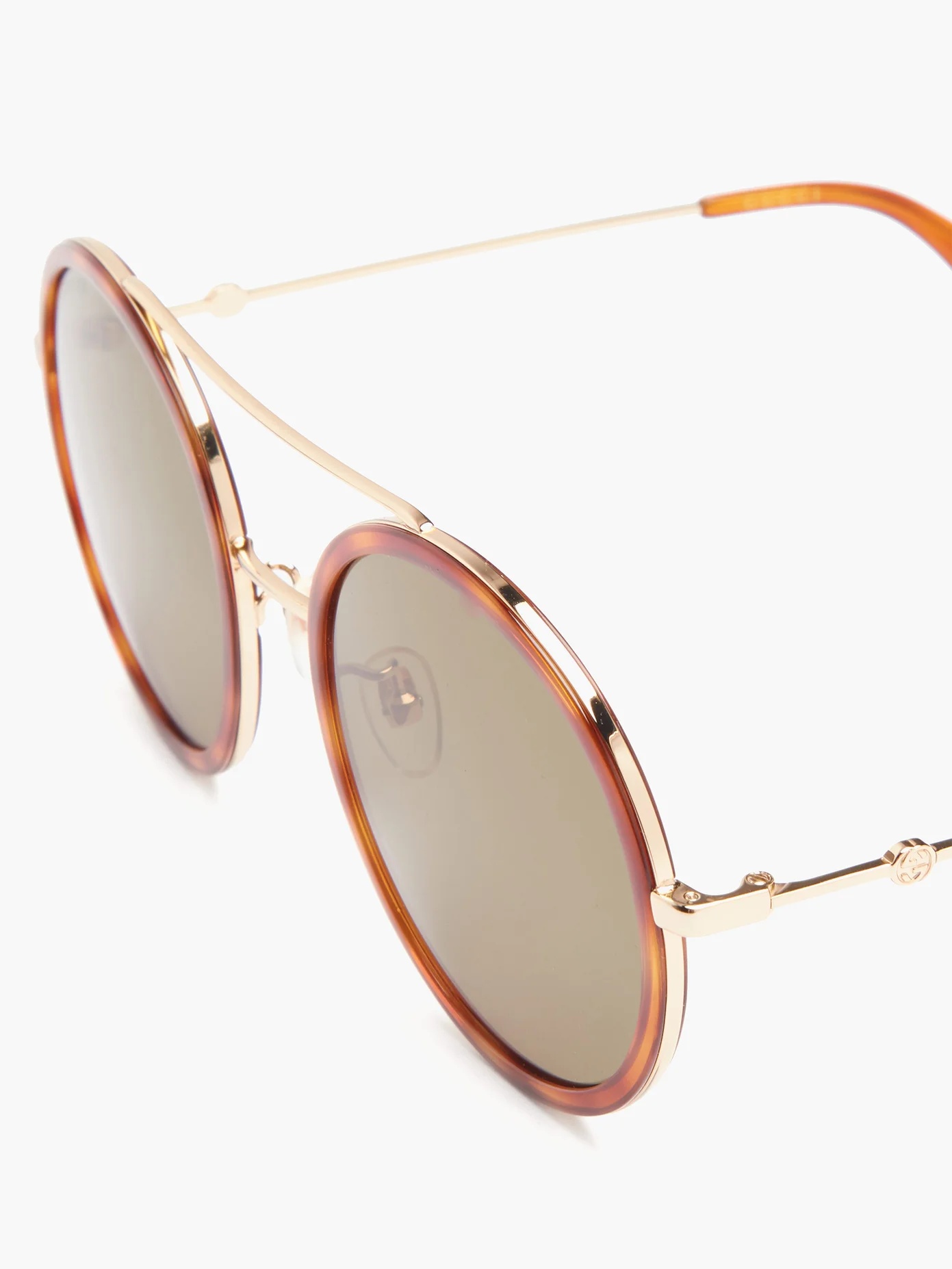 Round tortoiseshell-acetate and metal sunglasses - 3