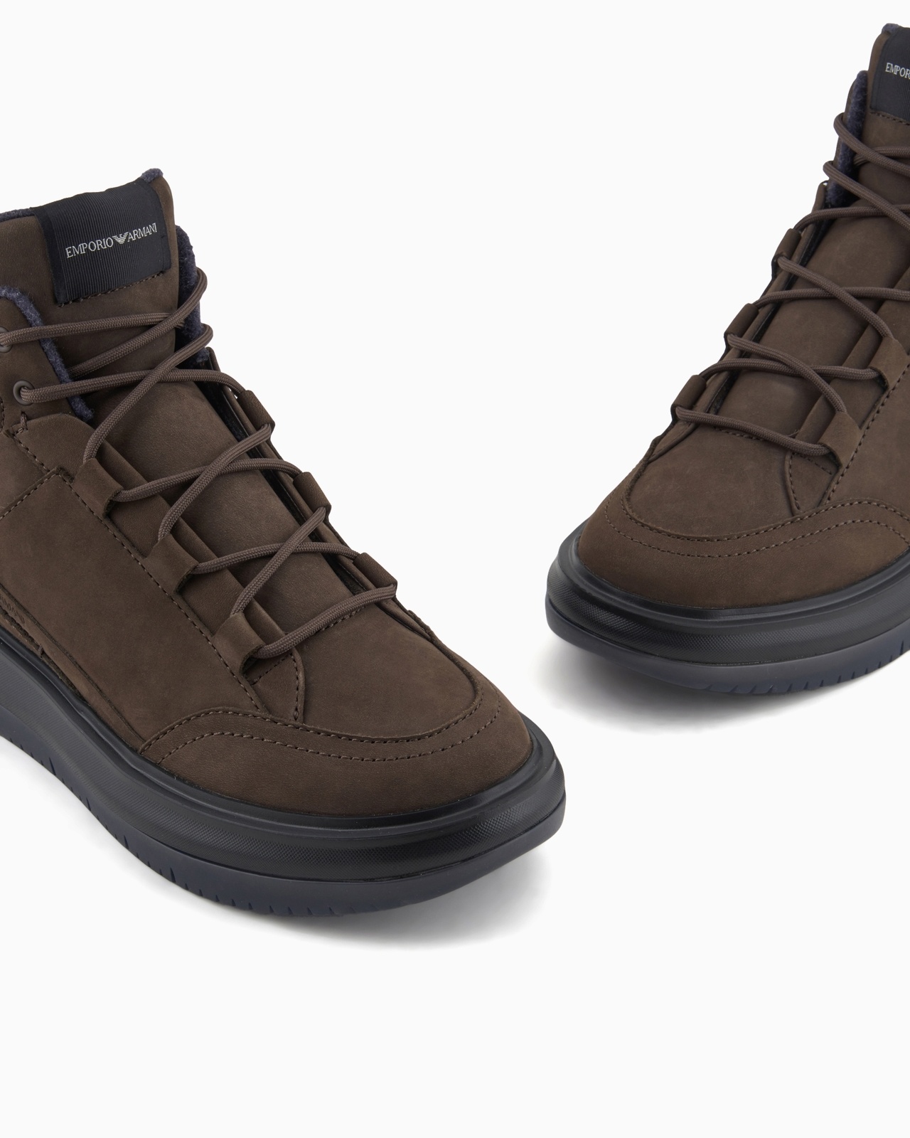 NUBUCK HIGH-TOP SNEAKERS WITH FELT DETAIL - 5