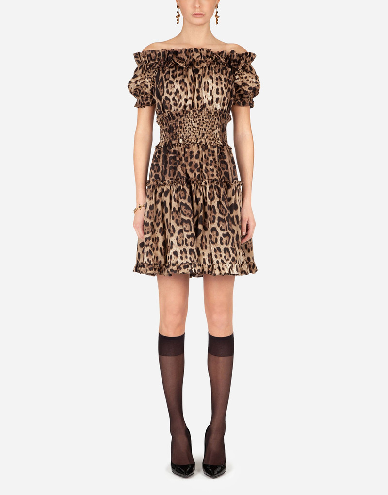 Dolce & Gabbana Short leopard-print poplin dress outlook