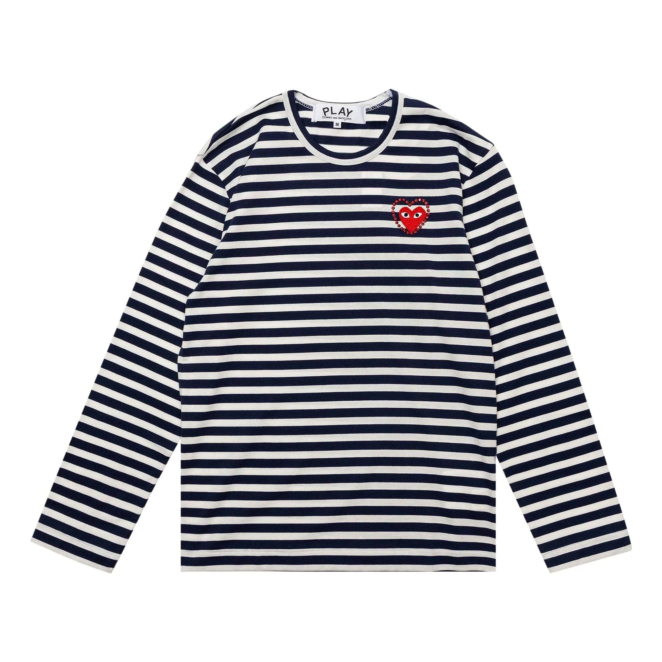 COMME des GARCONS PLAY SS25 Metalstone Stripe T-Shirt 'Navy White' AX-T806-051-1 - 1