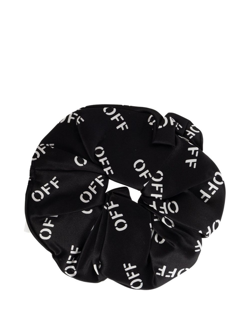 Off-White logo-print silk scrunchie outlook