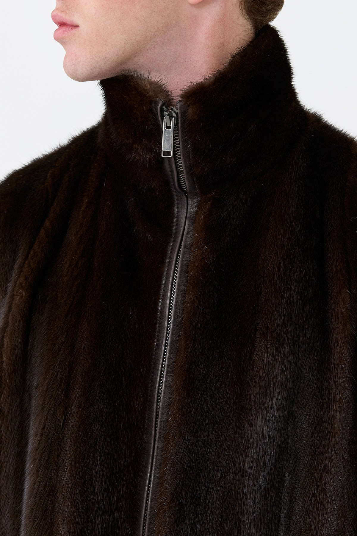 Aristede Jacket in Dark Chocolate Recycled Mink Fur - 6