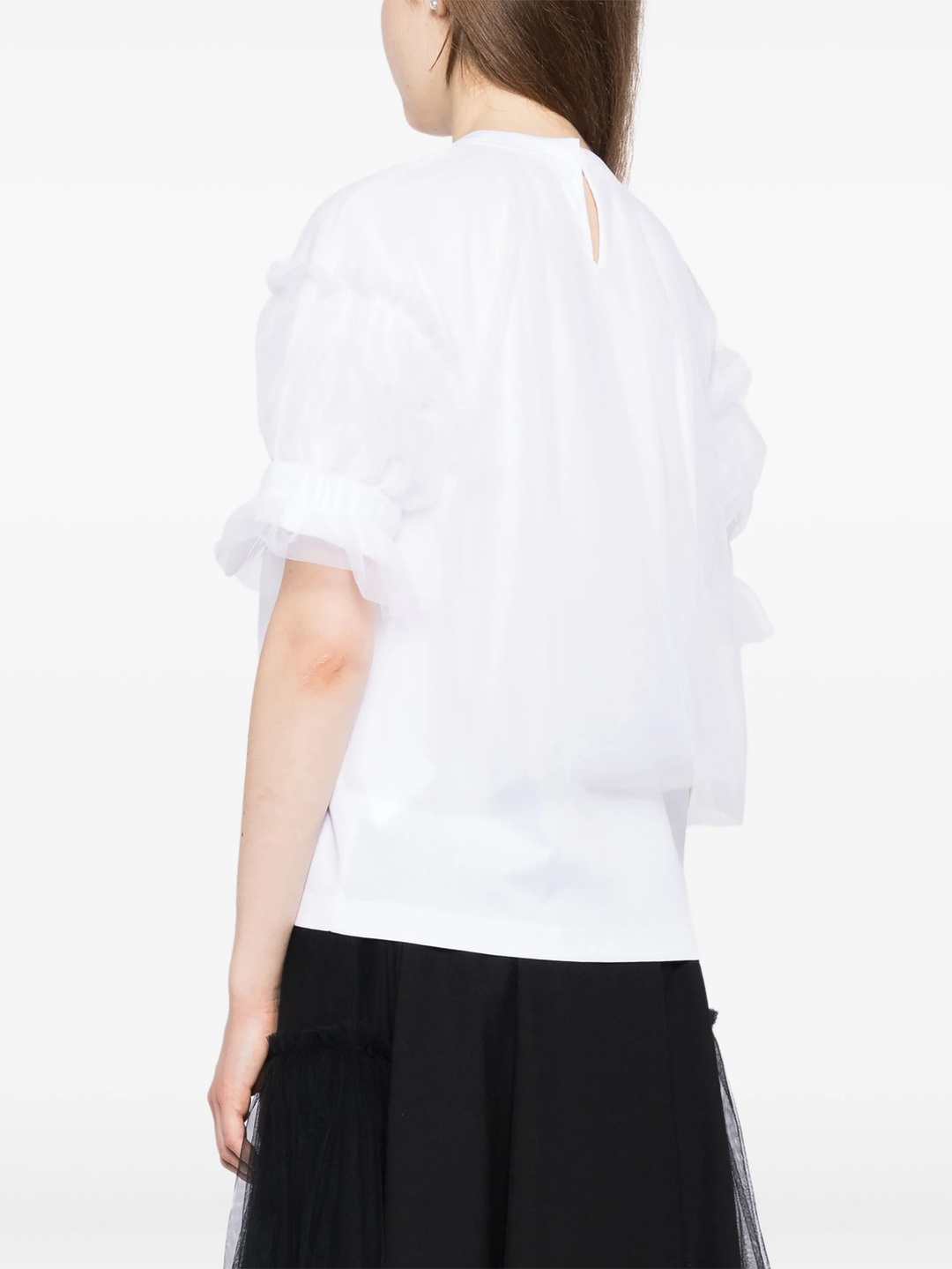 Cotton Ponte X Nylon Tulle Tee - 4