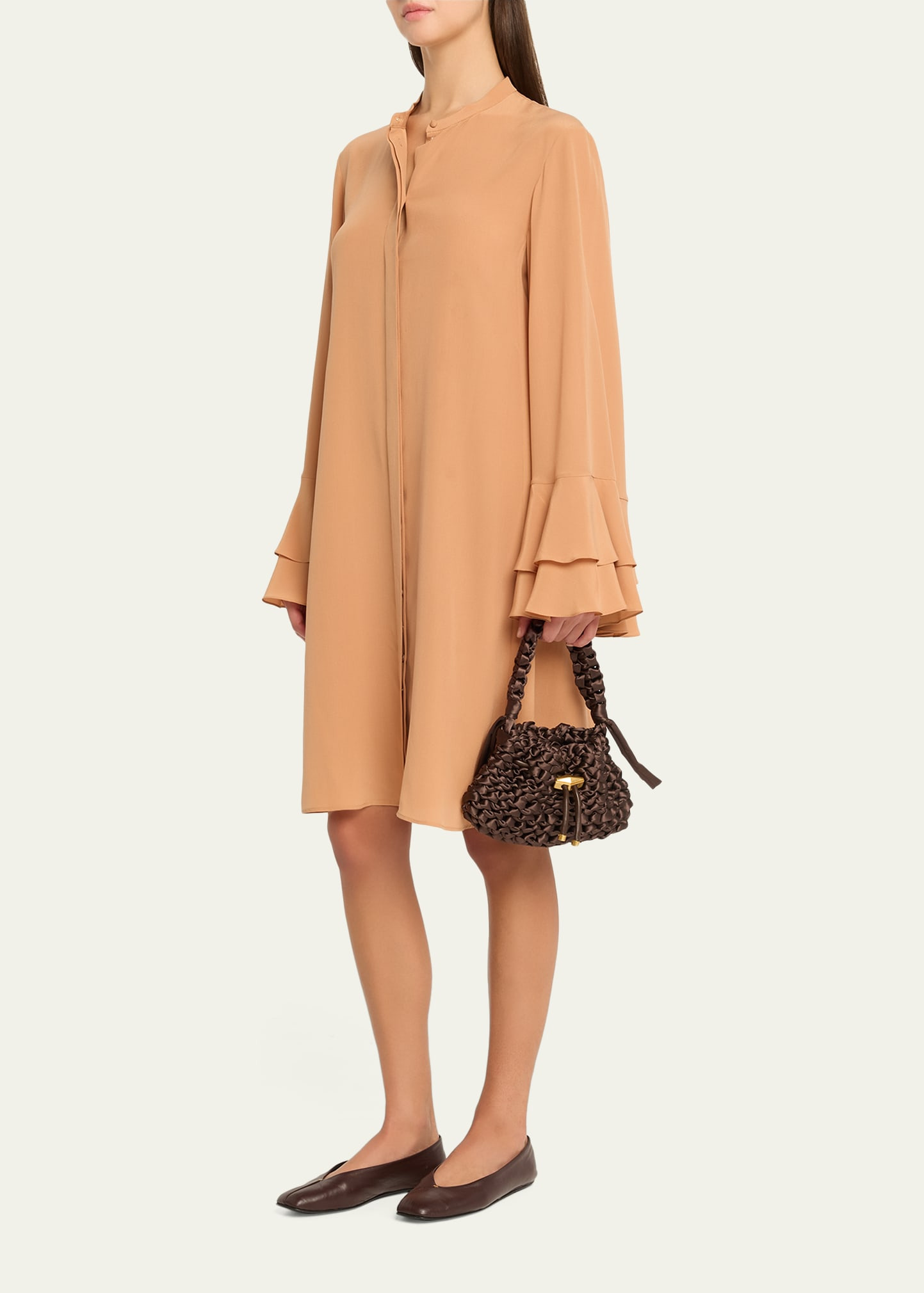Cinch Small Woven Satin Drawstring Top Handle Bag - 6