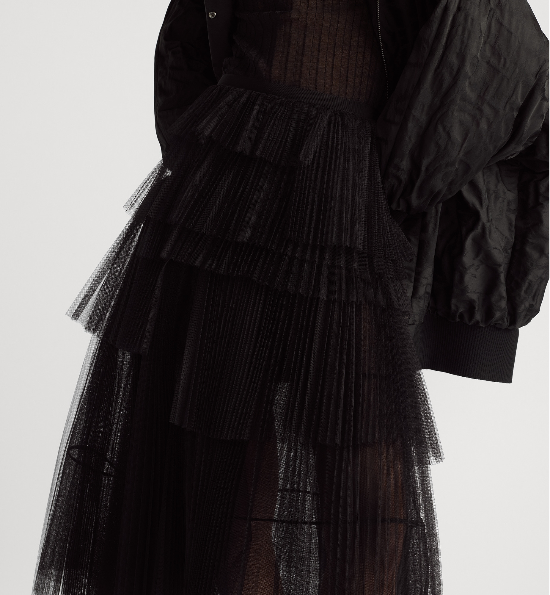 Mid-Length Asymmetric Pleated Skirt - 4
