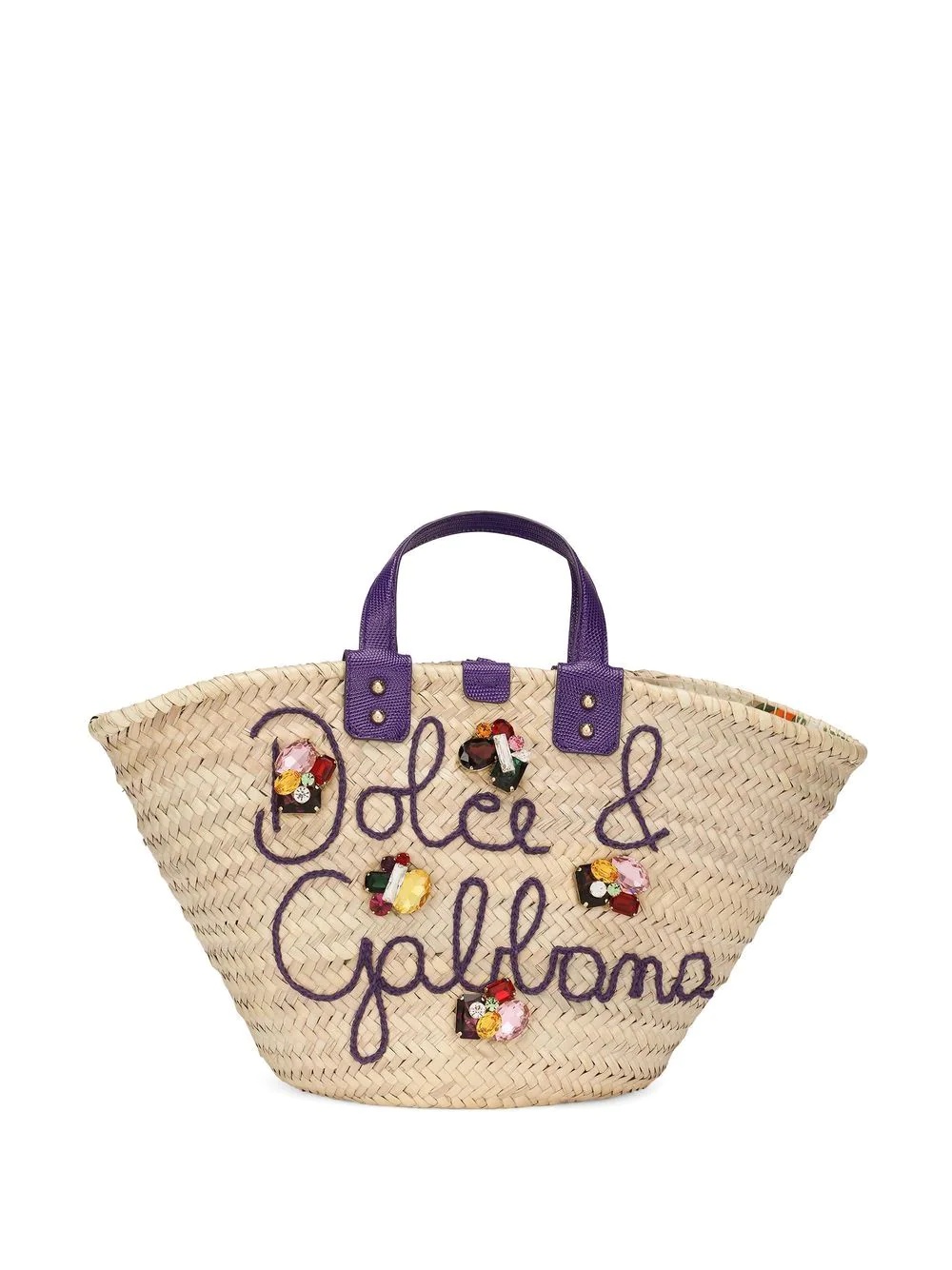 logo-embroidered raffia tote bag - 1