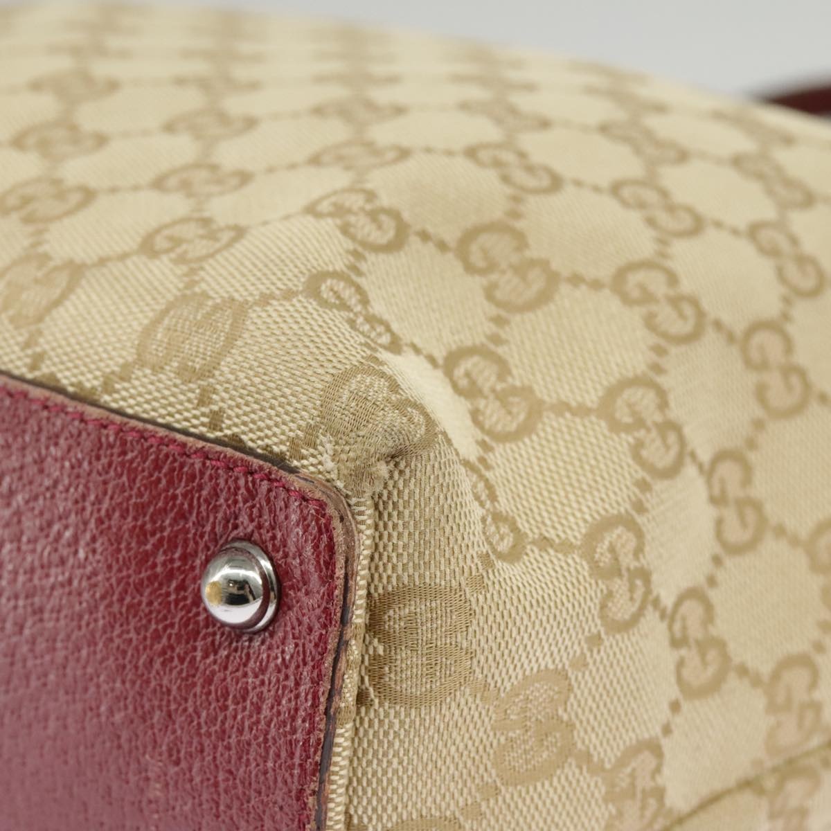 GUCCI GG Canvas Tote Bag Beige Silver Red - 16