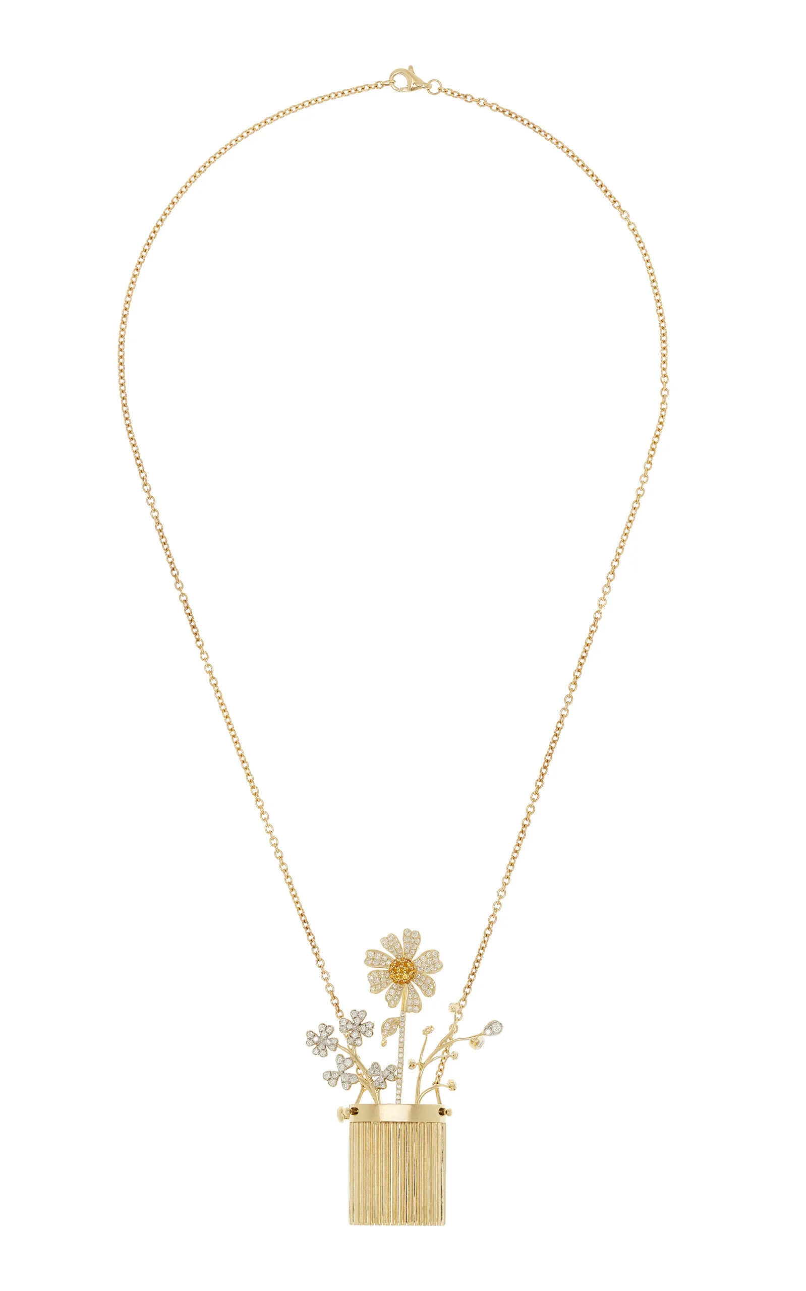 Flower in Berlingot Vase Necklace - 1