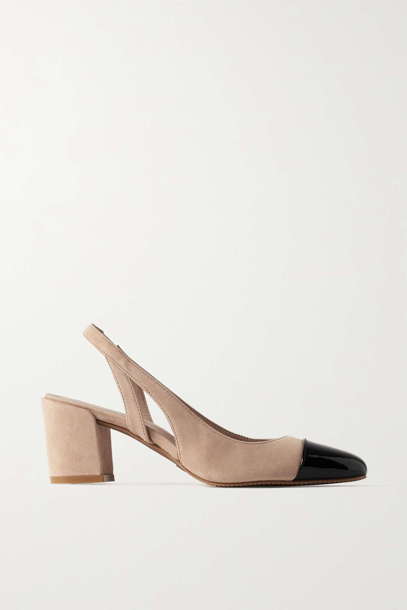 Suede and patent-leather slingback pumps - 1