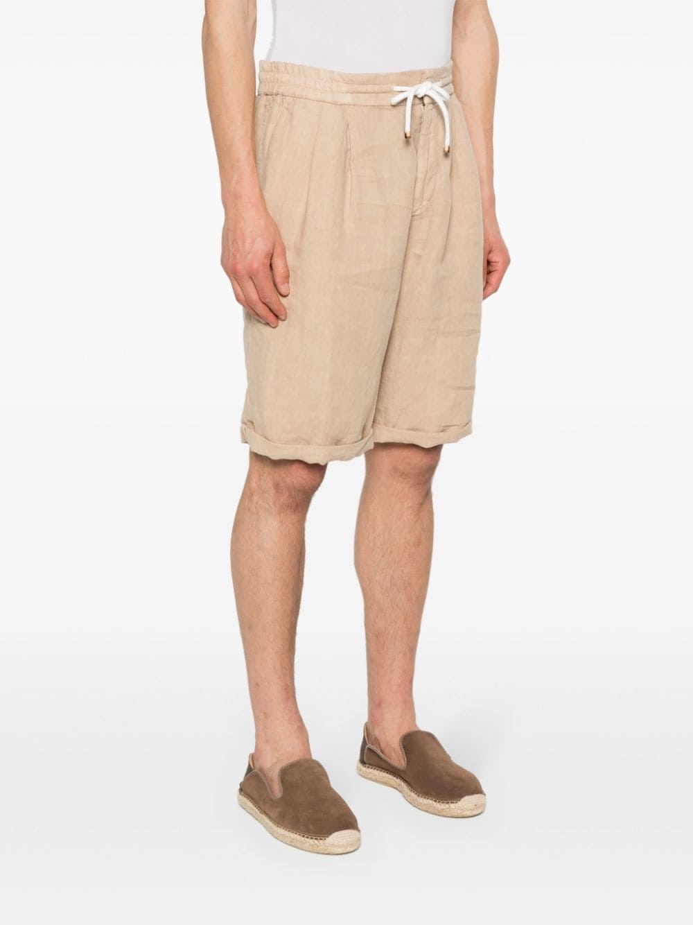 interlock-twill linen shorts - 3
