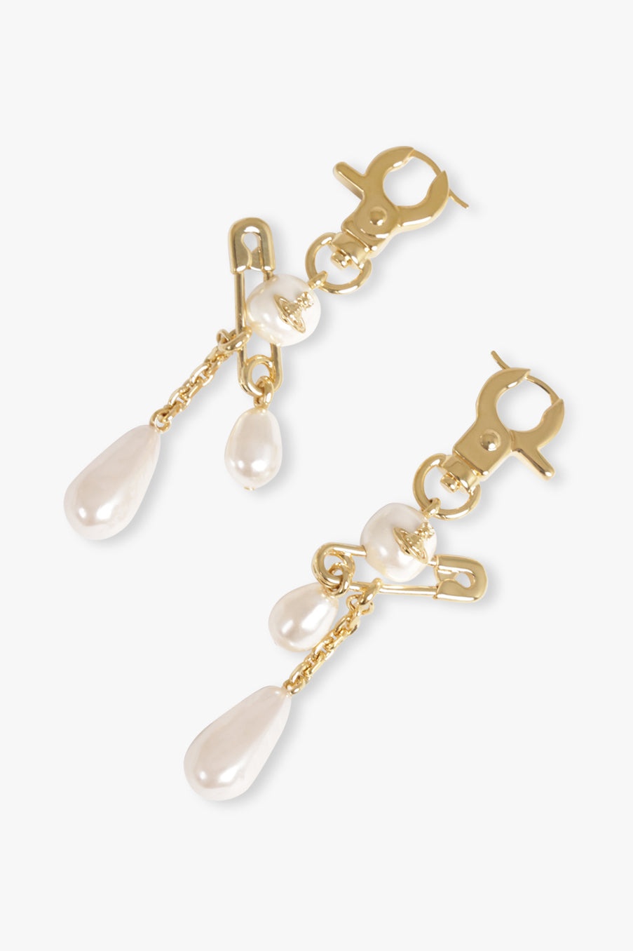 CLAUDE LONG SAFETY PEARL EARRINGS | GOLD/WHITE - 2