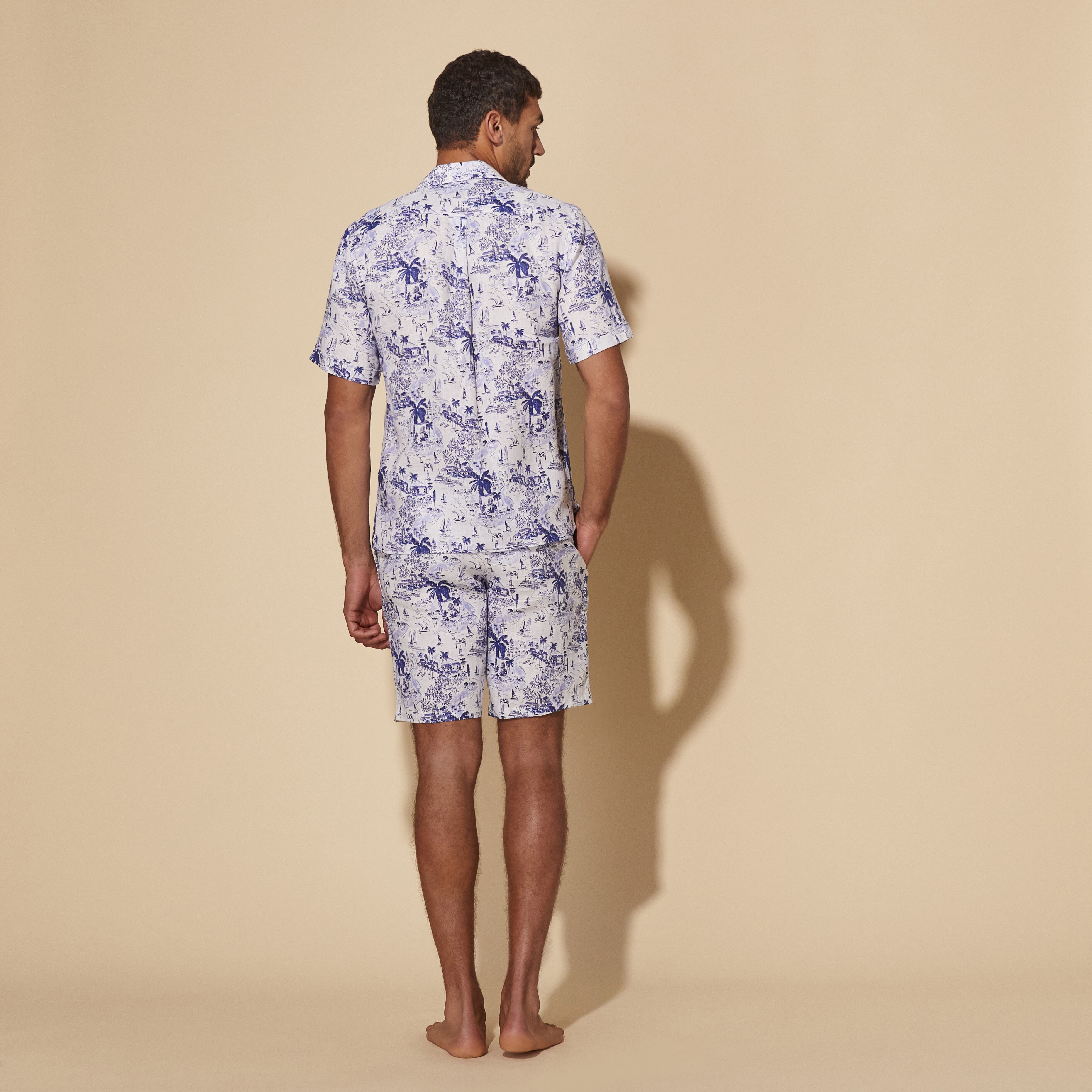 Men Linen Bowling Shirt Riviera - 4